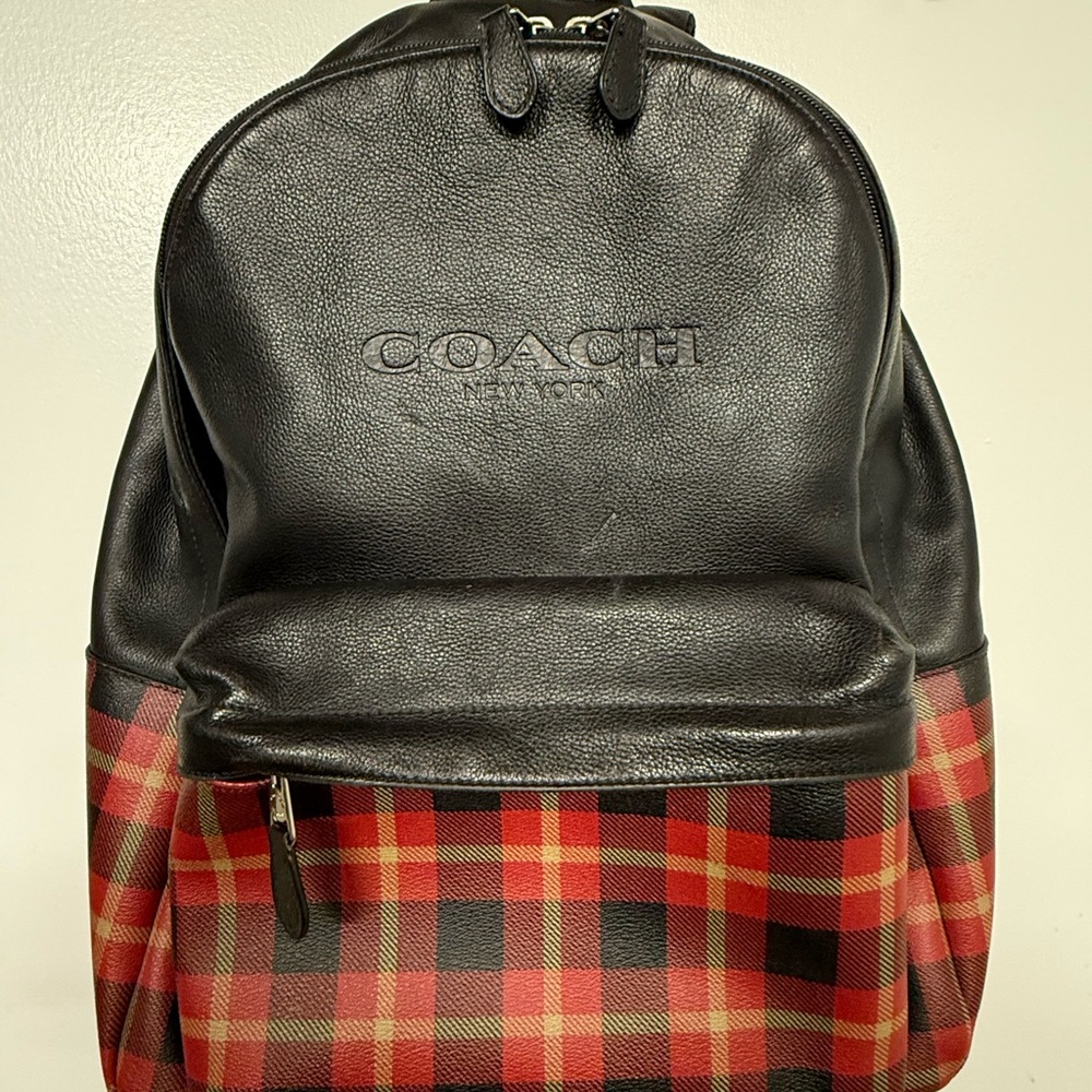 Coach Black and Red Plaid Men's Backpack